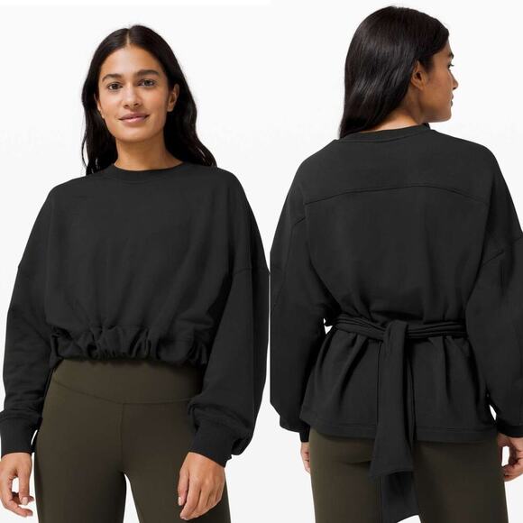 Lululemon Bound to Bliss Pullover Sweatshirt Black Gathered Oversized Size M/L - Picture 1 of 5